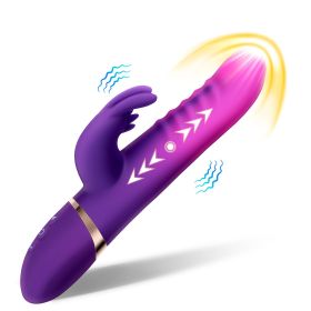 Triple Motor Thrusting Rabbit Vibrator, Heated G Spot Dildo with 8 Vibration & 3 Thrusting Modes, Clitoral Stimulator for Women