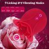 Rose Shaped Tongue Vibrator, Rose Sex Toy with 9 Licking, Quiet Licking Vibrator for Women Clitoral, Nipple, Vaginal
