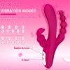 Triple Motor Rabbit Vibrator, G Spot Dildo with Clitoral Stimulator Vibrating Anal Beads, IPX7 Waterproof Silicone Vibrator for Woman Pleasure