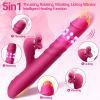 5 in 1 Tongue Vibrator Dildo Thrusting Vibrators, G Spot Stimulator with Heating Rotating Beads Clitoral Licking for Women